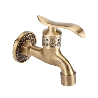 Imagen de DEWIN Grifo Lavabo, Lavado Antiguo Estilo de Latón La Máquina Montaje en Pared Lavandería Agua Fría del Baño Uso