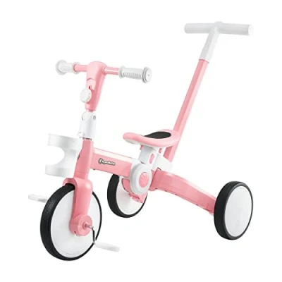 Imagen de HyperMotion Bicicleta de Correr 5 en 1, Triciclo a Partir 2 años, para niños 1,5 años hasta Ayuda Andar, Infantil, Infantil con Pedales extraíbles, Rosa