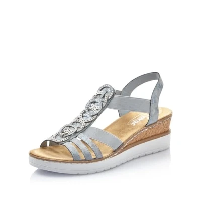 Imagen de Rieker Mujer Sandalias V38H8, señora Sandalias,Zapatos de Verano,Sandalias Verano,cómodas,Planas,Azul (Blau / 12),41 EU 7.5 UK