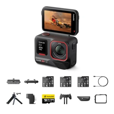Imagen de Insta360 Ace Pro 2 Paquete Definitivo Cámara de acción 8K impermeable co diseñada con Leica, sensor 1/1,3&quot;, dual chip IA, excelente en baja luz, audio superior, pantalla abatible y edición por IA
