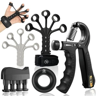 Imagen de STRABOSS Handtrainer Fingertrainer, Griffkraft Trainer Set, Verstellbarer Hand &amp; Finger Trainer, Unterarm Trainingsgerät, Grip Fitness Unterarmtrainer, Training, Krafttraining