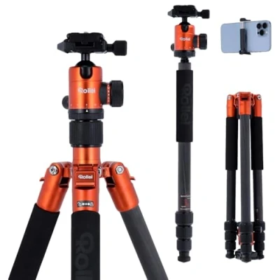 Imagen de Rollei C5i Cámara Trípode de Carbono, Acra Swiss Compatible, Incl. Rótula Naranja