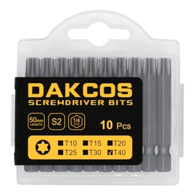 Imagen de DAKCOS Juego de Puntas Destornillador Torx T10 40pc, acero S2, 50mm longitud