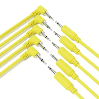 Imagen de ExcelValley 5 Pack Cables de Conexión Mono Modulares Híbridos TS 3,5mm 1/8&quot;Eurorack Sintetizador [Amarillo 15cm 6&quot;]