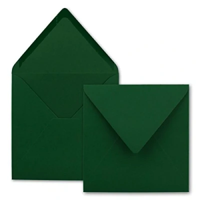 Imagen de FarbenFroh Sobres cuadrados (75 unidades, 15,5 x cm, sin ventana, con adhesivo húmedo, para tarjetas de invitación boda, cumpleaños y más), color verde oscuro