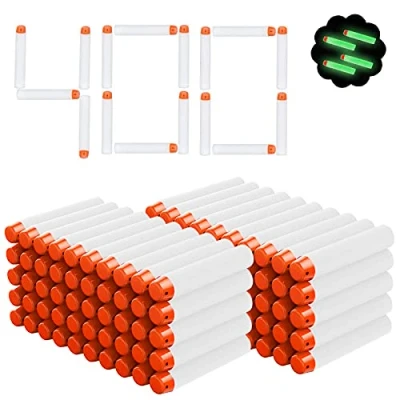 Imagen de Airlab 400 Piezas Balas Dardos Brillantes para Nerf, 7,2 cm Munición de Espuma N Strike Elite Pistola Serie, Blanco