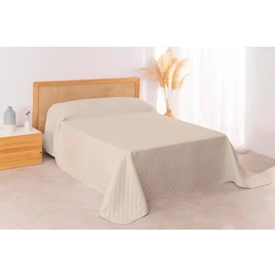 Imagen de Donegal Collections Colcha Bouti Cama 150 150/160 Lisa Acolchada y Reversible Crema Colchas Cubrecama Primavera Verano Fresca, Acolchado Fino Microfibra Extrasuave