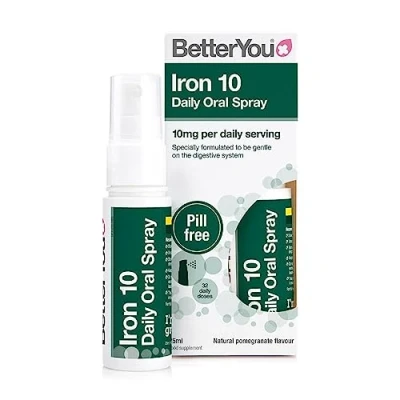 Imagen de BetterYou Iron 10 Hierro en Spray Oral Sabor Granada 25ml Apoyo al Sistema Inmune y a la Disminución del Cansancio Fatiga 32 Dosis de 10mg Apto para Veganos Vegetarianos