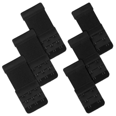 Imagen de Kurkip extensión de soporte garganta, 3 filas, 2 ganchos ganchos, garganta soporte, suave confort elástico, adecuado para mujeres, Negro
