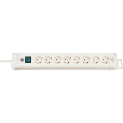 Imagen de Brennenstuhl Premium Line regleta de enchufes con 8 Tomas Corriente (Cable 3m, Interruptor, montable, Fabricado en Alemania) Blanco