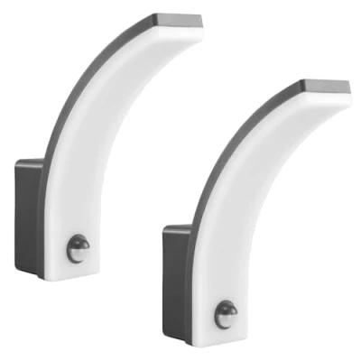 Imagen de Maclean MCE512 Aplique LED con Sensor de Movimiento y Crepuscular, Iluminación Pared para Interior Exterior, Lámpara 20W, IP65 Resistente al Agua, 2000lm, Blanco Neutro 4000K (Gris x2)