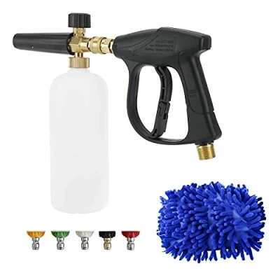 Imagen de FreeTec Pistola de Lavado a Presión y Botella con 5 Boquillas Guantes Limpieza