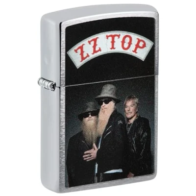 Imagen de ZIPPO ZZ Top Design Color Image Brushed Chrome Mechero de tormenta, Recargable, en Caja Regalo