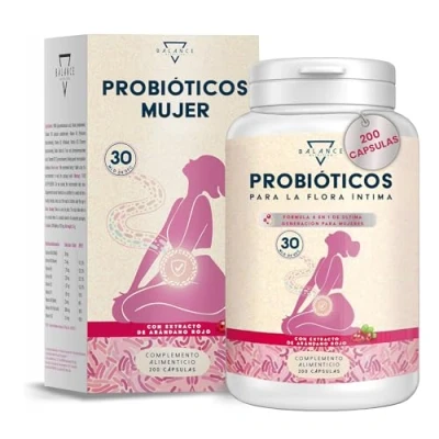 Imagen de Probioticos Mujer 200 Cápsulas Flora Intima Hasta 30 Mil Millones UFC/Día Probióticos y Prebióticos, con Lactobacillus Reuteri, Rhamnosus, Crispatus Arándano Rojo