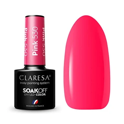Imagen de Claresa Esmalte de uñas UV LED Collection Hybrid Manicura Soak Off Nail Polish, color rosa, número 530, 5 ml