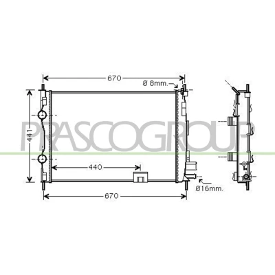 Imagen de PRASCO DS710R004 Radiador, refrigeración del motor Aluminio 590mm 428mm 26mm Aletas soldadas NISSAN: Qashqai / Qashqai+2 I