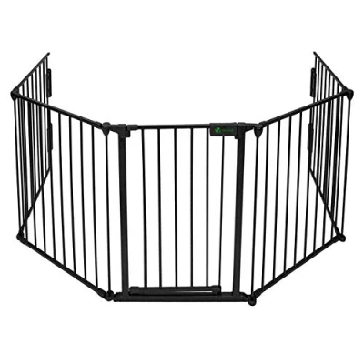 Imagen de VOUNOT Barrera de Seguridad para Perros, Valla Rejilla Protección Chimenea 3 m con Kit Montaje, Negro