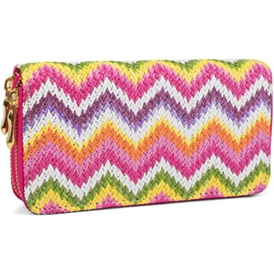 Imagen de styleBREAKER Monedero con Motivo Colorido en Zigzag diseño étnico, Cremallera, señora 02040049, Color:Fucsia Multicolor