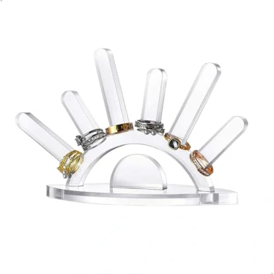 Imagen de xiruiubao Soporte de anillas, Desmontable Expositor para Anillos Acrílico, Organizador Anillos, Joyas Pulseras, Collares, Pendientes y Relojes (Transparente)