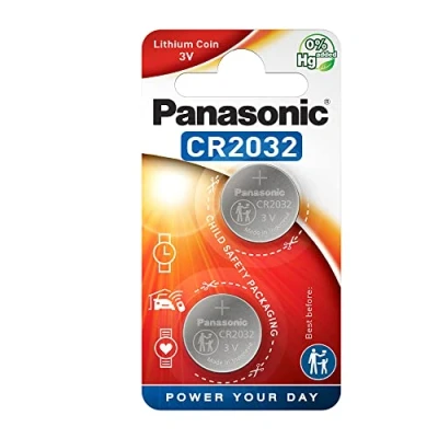 Imagen de Panasonic CR2032 Pila botón de litio no recargable, 3V, 225 mAh, Caja 12 paquetes 2 unidades
