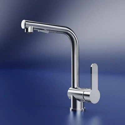 Imagen de EMKE Grifo de cocina acero inoxidable con rotación 360, extensible, 2 tipos chorro, cromado