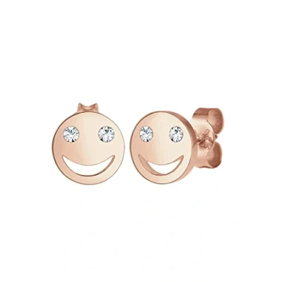 Imagen de Elli Pendientes Mujeres de Botón con smiling face Cara Sonriente Cristal en Plata Ley 925