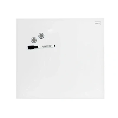 Imagen de Nobo Pizarra Blanca Pequeña Magnética, Limpiado en Seco, Sin Marco, Sistema de Montaje Pared Oculto, Incluye Rotulador e Imanes, Blanco Brillante, 1903956