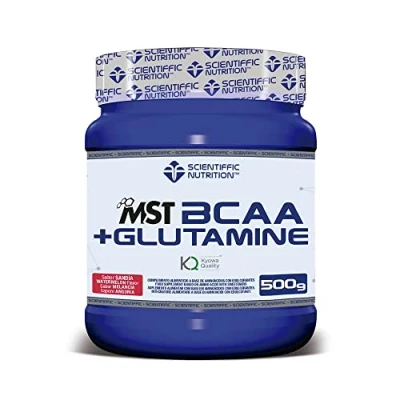Imagen de Scientiffic Nutrition BCAA + Glutamina, Mejor Recuperación Muscular, Aminoácidos Esenciales, Mejora del Rendimiento, Aumento de Energía, en Polvo Sabor Sandía, 500g.