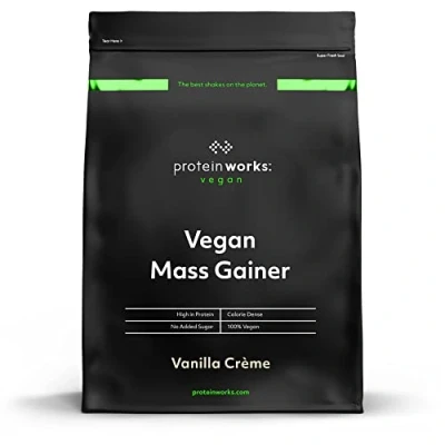 Imagen de THE PROTEIN WORKS Vegan Mass Gainer 100% A Base De Plantas Alto En Calorías Para El Aumento Masa Crema Alla, 2000 Gramo