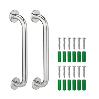 Imagen de Relaxdays Asas Asa Ducha Baño, Set 2, Acero Inoxidable, Barra Pared Bañera, 200 kg, Personas Mayores y Discapacitadas, Plata, 6 x 40 8 cm