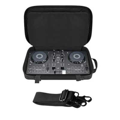 Imagen de bolsa portátil para AlphaTheta DDJ FLX2, funda de transporte viaje compatible con reproductor discos FLX2/Pioneer 200/DDJ WeGO4/Hercules Inpulse 200/Inpulse200 MK2, multifuncional