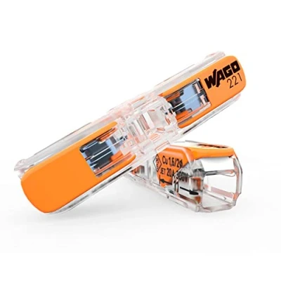 Imagen de WAGO 2 conductores conectores de paso con palanca 221 2411 sección transversal nominal: 4 mm², palanca, 60 unidades, adecuado para todo tipo conductores, un solo cable, fino
