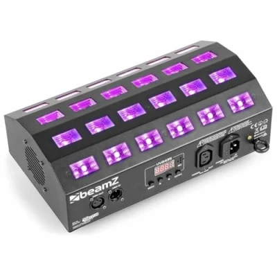 Imagen de BeamZ BUV463 Lámpara Blacklight, Blacklight Party, 24 x 3 W LED UV con 4 Secciones y Estrobo, DMX Spotlight, LED, Luz UV, Disco Neon Party