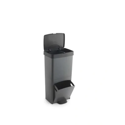Imagen de Cubo de basura o reciclaje 70L, VERTICAL, en 2 Compartimentos, Papelera para residuos, 76 cm altura, fácil gestión