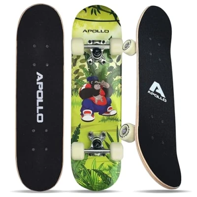Imagen de Apollo Skateboard Niño Monopatín con Cojinetes ABEC 3 y Ejes de Aluminio Skate Completo Diseños Geniales Monopatines para Niños a Partir Años