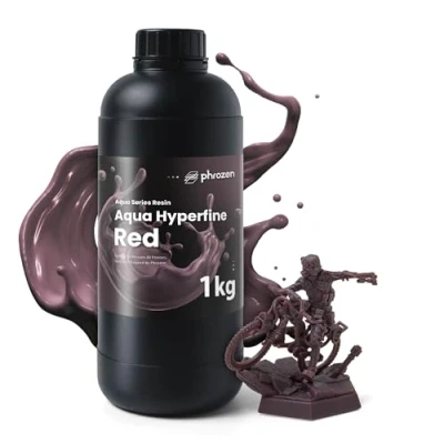 Imagen de Phrozen Aqua Hyperfine Resina para Impresoras 3D LCD con Resolución de 12K+ Fotopolímero Estándar 405nm Alta Precisión, Calidad Impresión Estable Rojo (1kg)