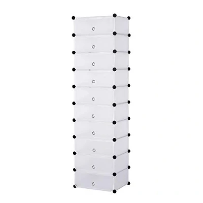 Imagen de WOLTU Zapatero Modular Estantería por Módulos DIY, con 10 Estantes Almacenamiento para Habitación Salón Baño 47x35x170cm Blanco SR0052ws