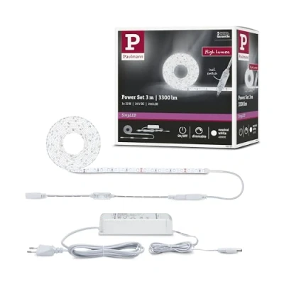 Imagen de Paulmann 78959 Strip LED SimpLED Power 3 m con regulador de cable 1100 lm/m incl. 1x33 W IP44 tira luz blanco plástico cinta 4000 K