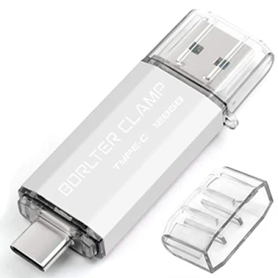 Imagen de 128GB Memoria USB de Tipo C, Unidad Flash 3.0 Doble Puerto, C OTG Memory Stick Pendrive para Smartphones, Tabletas y Computadoras (Plata)