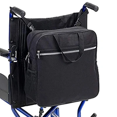 Imagen de HotEU bolsa para silla de ruedas, multifunción, ligera, almacenamiento, universal, color negro