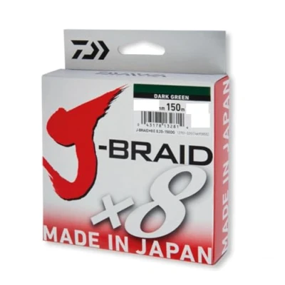 Imagen de Daiwa J Braid X8, verde oscuro, 0.16mm, 9.0kg / 20.0lbs, 300m sedal de pesca trenzada redonda