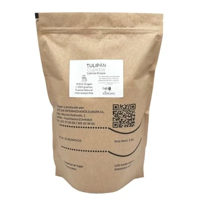 Imagen de CAFE SIN INTERMEDIARIOS Café Etiopía Tulipán para Cafeteras de filtro o americanas 1 Kg Tostado Semanal Molinado al envío y envasado Intensidad sabor alto Ideal Solo