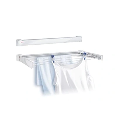 Imagen de Leifheit Tendedero de pared Telegant 30 Protect, compacto tendal exterior e interior, tenderete extensible con 5 varillas y 3 metros longitud