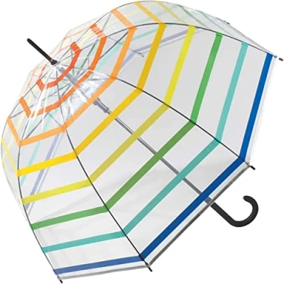 Imagen de Benetton Paraguas automático transparente, Transparente colorido, 105 cm, de campana