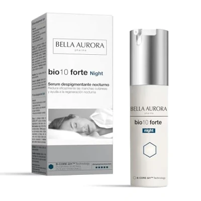 Imagen de BELLA AURORA Bio10 Forte Night 30 ml, Tratamiento Despigmentante Intensivo Nocturno, Sérum Antimanchas, Potencia Regeneración Nocturna, Todo Tipo de Piel, Aporta Luminosidad, Tecnología B CORE221