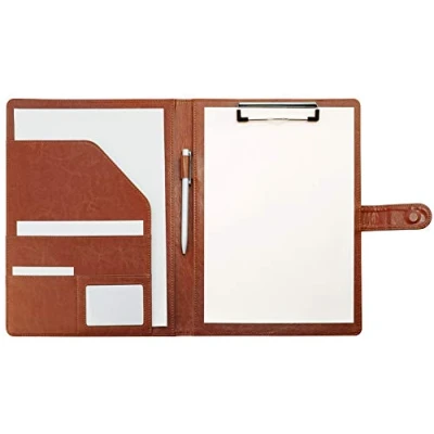 Imagen de Bloc de notas,Carpeta A4,Carpeta clip,carpeta piel,Portapapeles para Carta estándar Papel A4, Portafolios cuero sintético con bolsillo interior (Marrón, Negro, Azul)