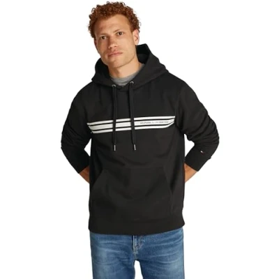 Imagen de Tommy Hilfiger Central Chest Stripe Hoody Unisex Sudadera, Talla: Large, Black