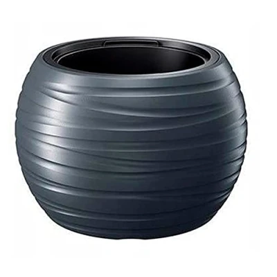 Imagen de Maceta redonda con deposito 25L Maze de plastico en color antracita 39,6 (largo) x (ancho) 26 (altura) cm