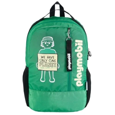 Imagen de DOHE Mochila Escolar 5 Bolsillos (1 para Ordenador Portátil), Tamaño Grande, Tirantes y Espalda Reforzados, Estudiantes, Playmobil Green Future, Material Verde