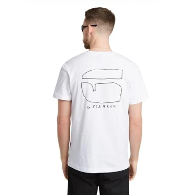 Imagen de G STAR Handwriting Back Print R T Camiseta, Blanco White D25693 336 110, M Hombres